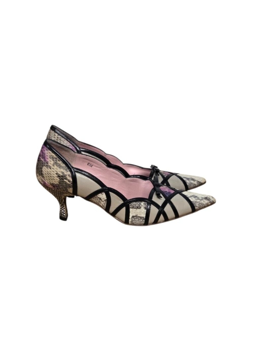 Vintage Vero Cuoio Kitten Heel Pumps Womens Size 8M  Pointed Toe Textured